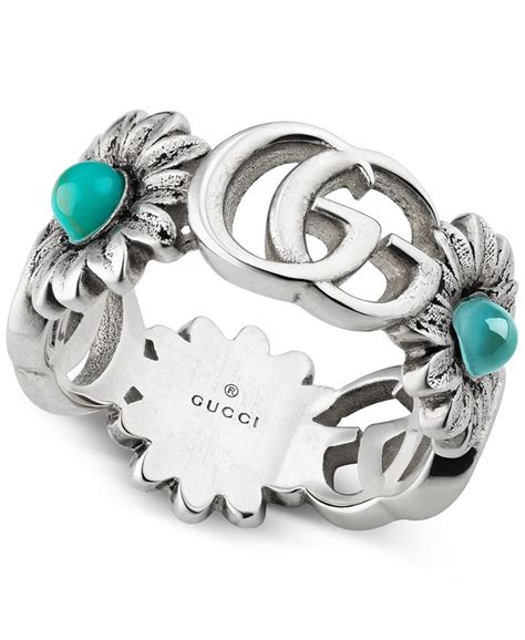 gucci rose ring|Gucci flower tuquise ring.